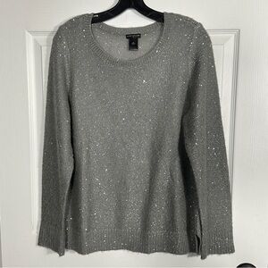 Ann Taylor size XL gray sparkly open weave sweater, lightweight, date night